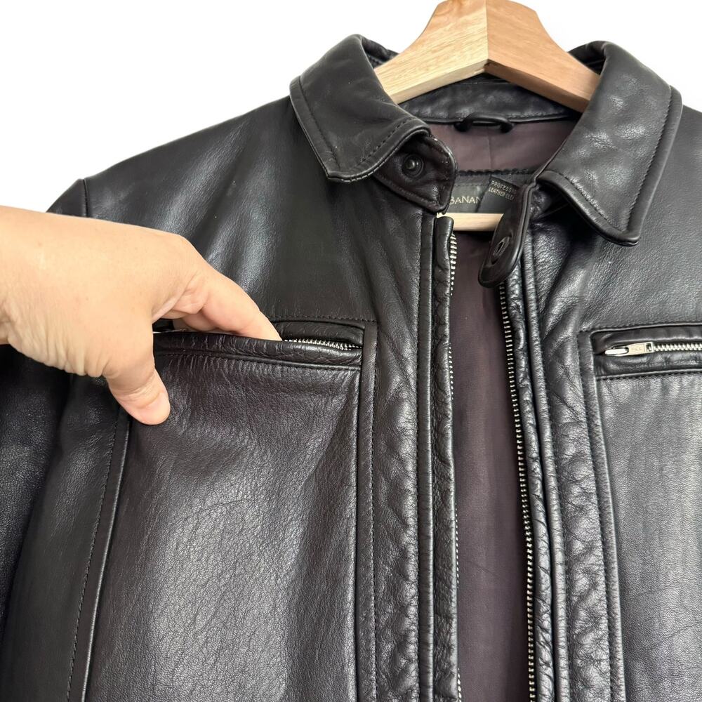 Vintage Banana Republic Dark Brown Military Heavy Leather Jacket Women's Size S - Picture 8 of 12